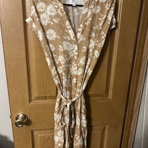 GAP Tan Floral Midi Dress